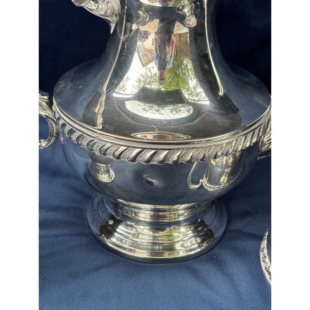 3-Piece Silverplate Tea/Coffee Set Lidded Pot Creamer Sugar Bowl Silver onCopper - Picture 11 of 16